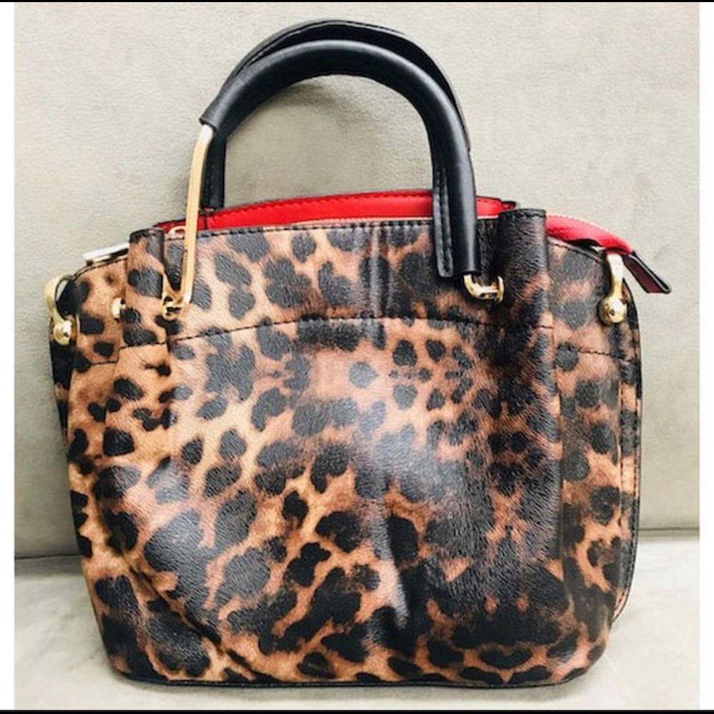 Sondra Roberts Leopard Print Satchel/Crossbody,NWT